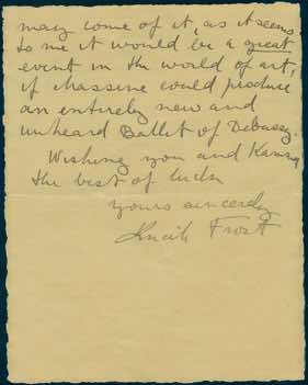 This 1939 letter to impresario Sergei Denham implies that Ballets Russes choreographer Leonide Massine was contemplating using the "Khamma" score to create an original ballet / Maud Allan Collection, Dance Collection Danse